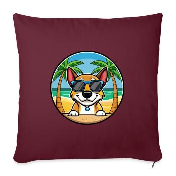Serbischer dreifarbiger Laufhund Rasse Cartoon Strand - Sofakissenbezug 45 x 45 cm - Burgunderrot - Vorne
