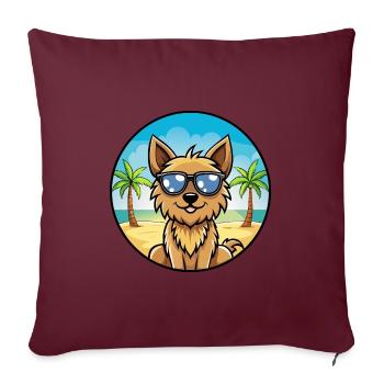 Silky Terrier Hund Rasse Cartoon Sonnenbrille Strand - Sofakissenbezug 45 x 45 cm - Burgunderrot - Vorne