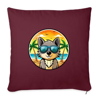 Schipperke Hunderasse Cartoon Sonnenbrille Strand - Sofakissenbezug 45 x 45 cm - Burgunderrot - Vorne