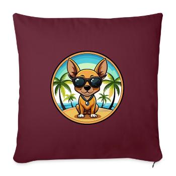 Russische Spielzeug Terrier Hund Rasse Cartoon Sonnenbrille - Sofakissenbezug 45 x 45 cm - Burgunderrot - Vorne