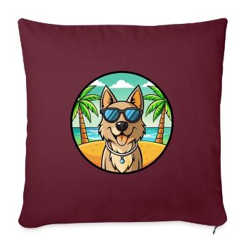 Schäferhund Rasse Cartoon Sonnenbrille Strand - Sofakissenbezug 45 x 45 cm - Burgunderrot - Vorne