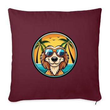 Russischer Spaniel Hund Rasse Cartoon Sonnenbrille Strand - Sofakissenbezug 45 x 45 cm - Burgunderrot - Vorne