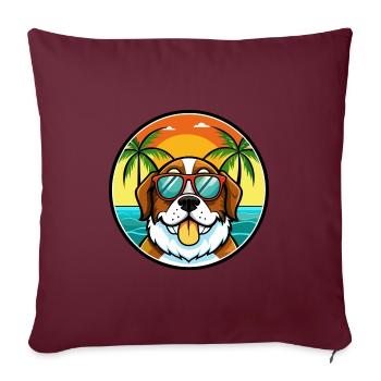 Bernhardiner Hunderasse Cartoon Sonnenbrille Strand - Sofakissenbezug 45 x 45 cm - Burgunderrot - Vorne