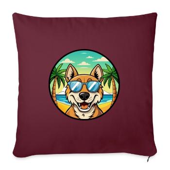 Russischer Jagdhund Rasse Cartoon Sonnenbrille Strand - Sofakissenbezug 45 x 45 cm - Burgunderrot - Vorne