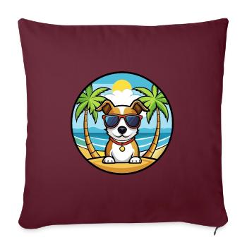 Russell Terrier Hunderasse Cartoon Sonnenbrille Strand - Sofakissenbezug 45 x 45 cm - Burgunderrot - Vorne