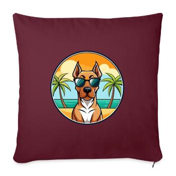 Rhodesian Ridgeback Hunderasse Cartoon Sonnenbrille - Sofakissenbezug 45 x 45 cm - Burgunderrot - Vorne
