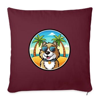 Rumänischer Schäferhund Rasse Cartoon Sonnenbrille Strand - Sofakissenbezug 45 x 45 cm - Burgunderrot - Vorne