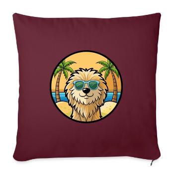 Puli Chien Race Dessin Animé Lunettes De Soleil Plage - Housse de coussin décorative 45 x 45 cm - bordeaux - Devant