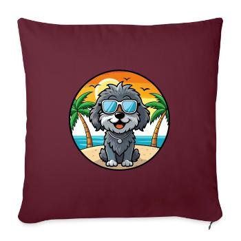 Portugiesische Wasserhundrasse Cartoon Sonnenbrille Strand - Sofakissenbezug 45 x 45 cm - Burgunderrot - Vorne