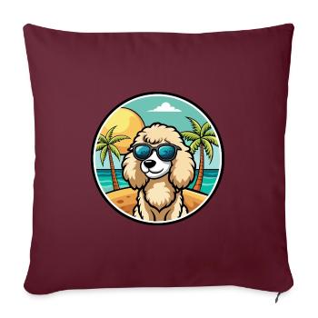 Pudel Hund Rasse Cartoon Sonnenbrille Strand - Sofakissenbezug 45 x 45 cm - Burgunderrot - Vorne