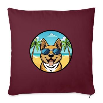 South Russian Ovcharka Dog Breed Cartoon Beach - Sofa pillowcase 17,3'' x 17,3'' (45 x 45 cm) - burgundy - Front