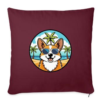 Pembroke Welsh Corgi Hunderasse Cartoon Sonnenbrille - Sofakissenbezug 45 x 45 cm - Burgunderrot - Vorne