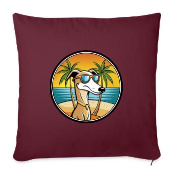 Old Croatian Sighthound Dog Breed Cartoon Beach - Sofa pillowcase 17,3'' x 17,3'' (45 x 45 cm) - burgundy - Front