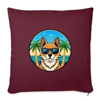 Nordic Spitz Dog Breed Cartoon Sunglasses Beach - Sofa pillowcase 17,3'' x 17,3'' (45 x 45 cm) - burgundy - Front