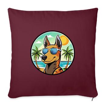 Manchester Terrier Hunderasse Cartoon Sonnenbrille - Sofakissenbezug 45 x 45 cm - Burgunderrot - Vorne
