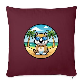Milieu Asiatique Ovtcharka Chien Race Dessin Animé Plage - Housse de coussin décorative 45 x 45 cm - bordeaux - Devant