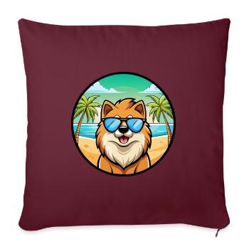 Eurasier Dog Breed Cartoon Sunglasses Beach - Sofa pillowcase 17,3'' x 17,3'' (45 x 45 cm) - burgundy - Front