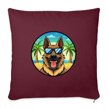 Berger d’Europe de l’Est Race Cartoon Beach - Housse de coussin décorative 45 x 45 cm - bordeaux - Devant