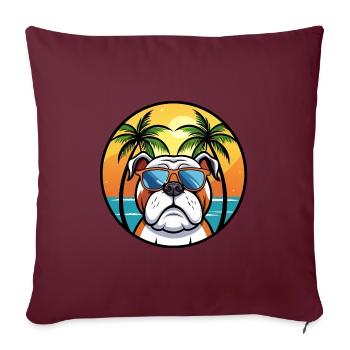 Bouledogue anglais race dessin animé lunettes de soleil plage - Housse de coussin décorative 45 x 45 cm - bordeaux - Devant