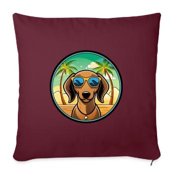 Dackel Hunderasse Cartoon Sonnenbrille Strand - Sofakissenbezug 45 x 45 cm - Burgunderrot - Vorne