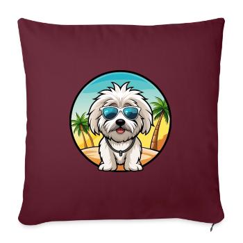 Coton De Tulear Hunderasse Cartoon Sonnenbrille Strand - Sofakissenbezug 45 x 45 cm - Burgunderrot - Vorne