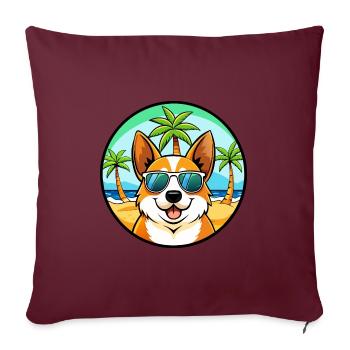 Corgi Hund Rasse Cartoon Sonnenbrille Strand - Sofakissenbezug 45 x 45 cm - Burgunderrot - Vorne
