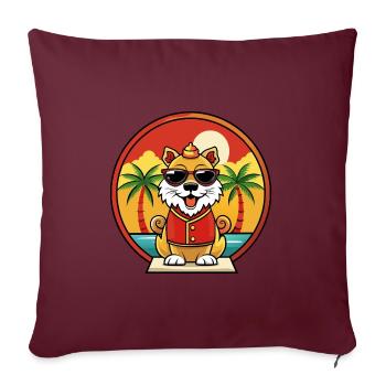 Chinese Imperial Dog Breed Cartoon Sunglass Beach - Sofa pillowcase 17,3'' x 17,3'' (45 x 45 cm) - burgundy - Front