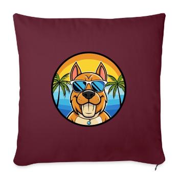 Kanarische Warren Hound Hunderasse Cartoon Sonnenbrille - Sofakissenbezug 45 x 45 cm - Burgunderrot - Vorne
