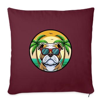 Bulldog Breed Cartoon Lunettes de soleil Beach - Housse de coussin décorative 45 x 45 cm - bordeaux - Devant