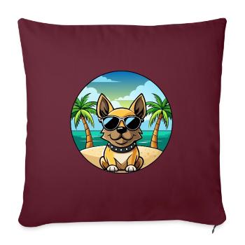 Braque Français Hunderasse Cartoon Sonnenbrille Strand - Sofakissenbezug 45 x 45 cm - Burgunderrot - Vorne