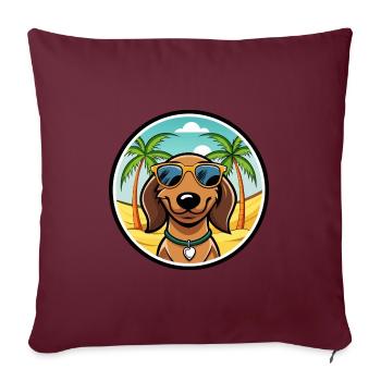 Teckel de Westphalie Race De Chien Dessin Animé Plage - Housse de coussin décorative 45 x 45 cm - bordeaux - Devant