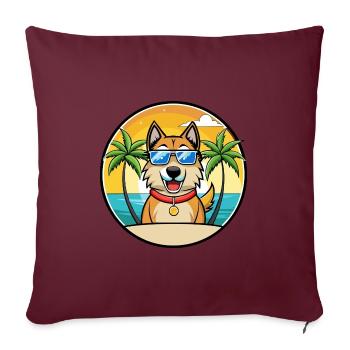 Schäferhund Rasse Cartoon Sonnenbrille Strand - Sofakissenbezug 45 x 45 cm - Burgunderrot - Vorne