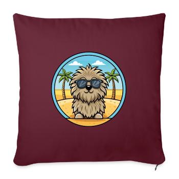 Puli Chien Race Dessin Animé Lunettes De Soleil Plage - Housse de coussin décorative 45 x 45 cm - bordeaux - Devant