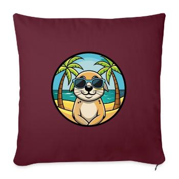 Seskar phoque chien race dessin animé lunettes de soleil plage - Housse de coussin décorative 45 x 45 cm - bordeaux - Devant