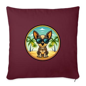 Russische Spielzeug Terrier Hund Rasse Cartoon Sonnenbrille - Sofakissenbezug 45 x 45 cm - Burgunderrot - Vorne