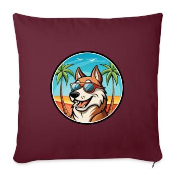 Russischer Jagdhund Rasse Cartoon Sonnenbrille Strand - Sofakissenbezug 45 x 45 cm - Burgunderrot - Vorne
