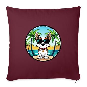 Rat Terrier Hund Rasse Cartoon Sonnenbrille Strand - Sofakissenbezug 45 x 45 cm - Burgunderrot - Vorne