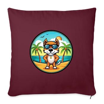 Pointer Dog Breed Cartoon Sunglasses Beach - Sofa pillowcase 17,3'' x 17,3'' (45 x 45 cm) - burgundy - Front