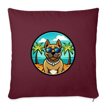 Perro De Presa Canario Hunderasse Cartoon Strand - Sofakissenbezug 45 x 45 cm - Burgunderrot - Vorne