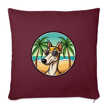Old Croatian Sighthound Dog Breed Cartoon Beach - Sofa pillowcase 17,3'' x 17,3'' (45 x 45 cm) - burgundy - Front