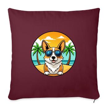 Pembroke Welsh Corgi Hunderasse Cartoon Sonnenbrille - Sofakissenbezug 45 x 45 cm - Burgunderrot - Vorne