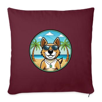 Teddy Roosevelt Terrier Race Chien Dessin Animé Plage - Housse de coussin décorative 45 x 45 cm - bordeaux - Devant