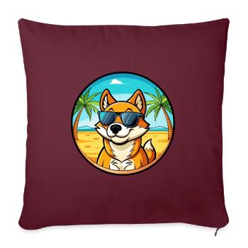 Lunettes de soleil de dessin animé de race de chien chantant de Nouvelle-Guinée - Housse de coussin décorative 45 x 45 cm - bordeaux - Devant