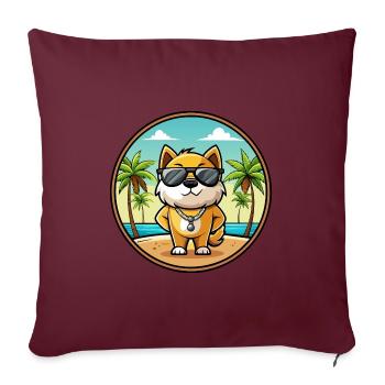 Milieu Asiatique Ovtcharka Chien Race Dessin Animé Plage - Housse de coussin décorative 45 x 45 cm - bordeaux - Devant