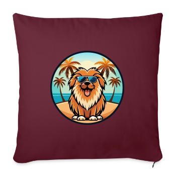 Leonberger Dog Breed Cartoon Sunglasses Beach - Sofa pillowcase 17,3'' x 17,3'' (45 x 45 cm) - burgundy - Front
