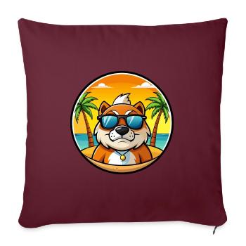 Moscow Watchdog Breed Cartoon Sunglasses Beach - Sofa pillowcase 17,3'' x 17,3'' (45 x 45 cm) - burgundy - Front
