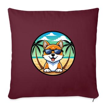 Hokkaido Dog Breed Cartoon Sunglasses Beach - Sofa pillowcase 17,3'' x 17,3'' (45 x 45 cm) - burgundy - Front