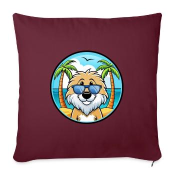 Friesische Wasserhundrasse Cartoon Sonnenbrille Strand - Sofakissenbezug 45 x 45 cm - Burgunderrot - Vorne