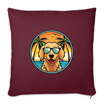 Flat Coated Retriever Dog Breed Cartoon Sunglasses - Sofa pillowcase 17,3'' x 17,3'' (45 x 45 cm) - burgundy - Front