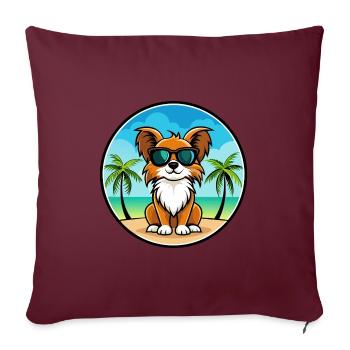 Englische Spielzeug Spaniel Hund Rasse Cartoon Sonnenbrille - Sofakissenbezug 45 x 45 cm - Burgunderrot - Vorne